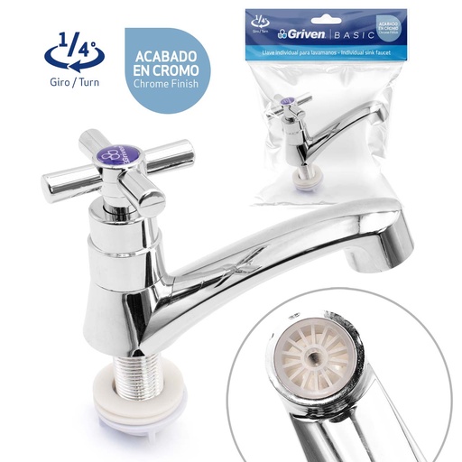 [3-267] LLAVE LAVAMANO INDIVIDUAL PLAST/CROM GRIVEN 3-267