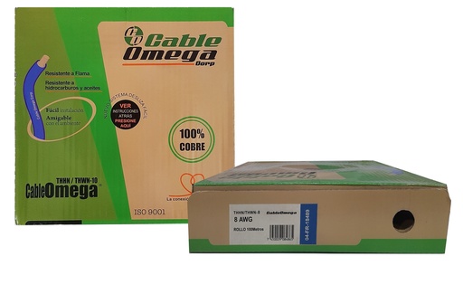 [3-408] CABLE THHN 8 AZUL x 100MTS 100% COBRE SACO 3-408