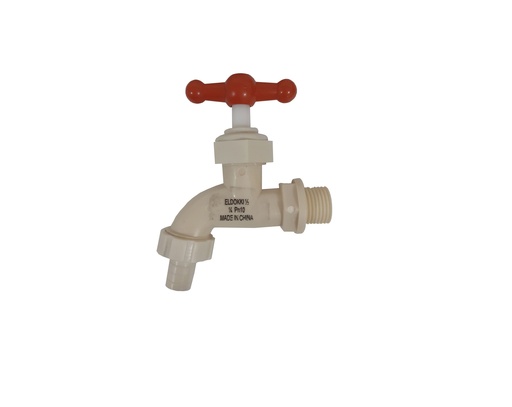 [3-602] LLAVE CHORRO BLANCA CON PICO PVC 3-602