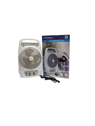 [3-667] VENTILADOR RECARGABLE 8" WESTINGHOUSE BLANCO 3-667