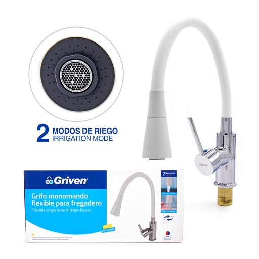 [3-976] LLAVE FREGADERO MONOMANDO FLEX BLANCO GRIVEN 3-976