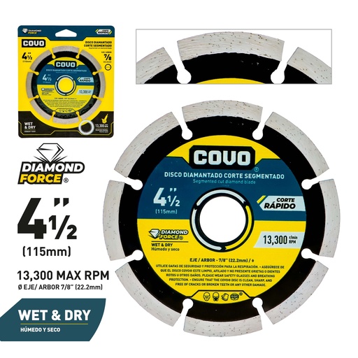 [4-005] DISCO C/CONCRETO SEGMENT x 4 1/2 COVO 4-005
