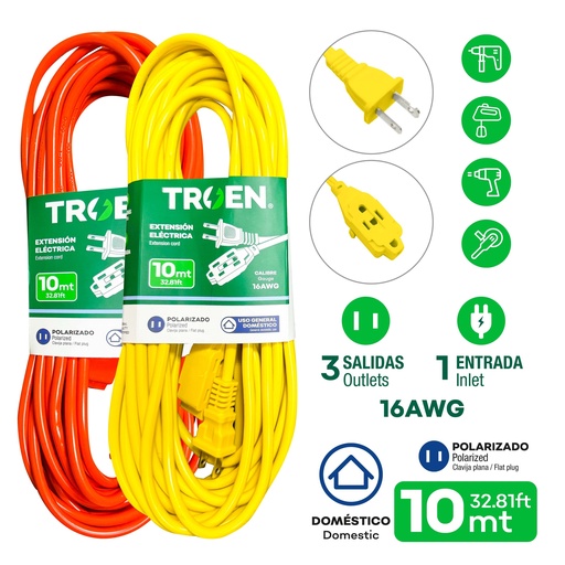 [4-022] EXTENSION ELECTRICA 2x16 10MTS TROEN 4-022