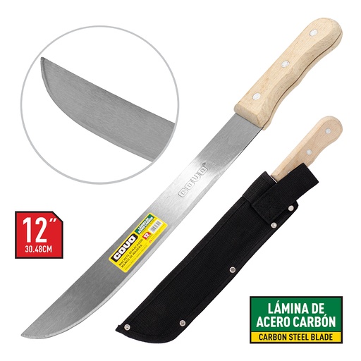 [4-118] MACHETE 12" MANGO MADERA COVO 4-118