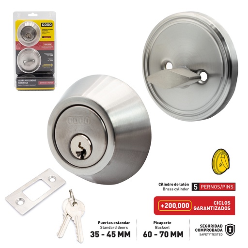 [4-137] CERROJO LLAVE/MARIPOSA PLATA COVO 4-137