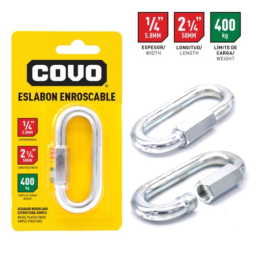 [4-144] ESLABON ENROSCABLE 1/4 x 2 1/4 COVO 4-144