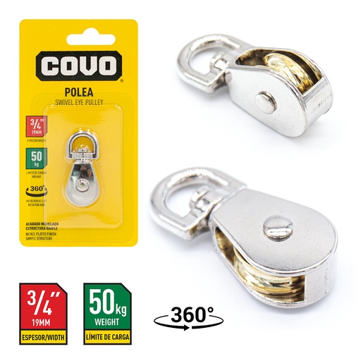 [4-146] POLEA 3/4 (19mm) 50 KG COVO 4-146