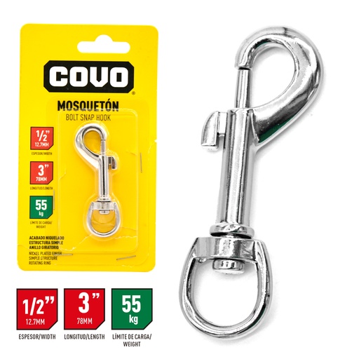 [4-153] LLAVERO DE METAL 1/2 x 3" COVO 4-153