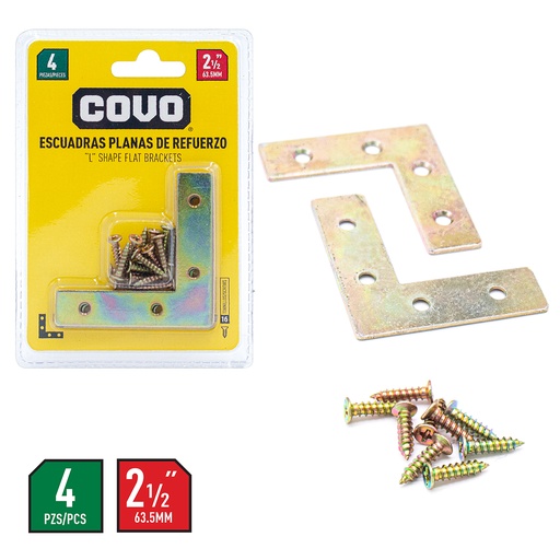 [4-162] ESCUADRA PLANA 2.5" (4PCS) COVO 4-162