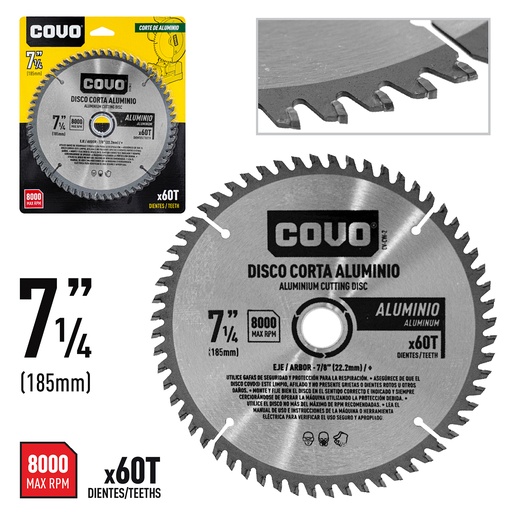 [4-176] DISCO P/CORTAR ALUMINIO 7 1/4" 60D COVO 4-176