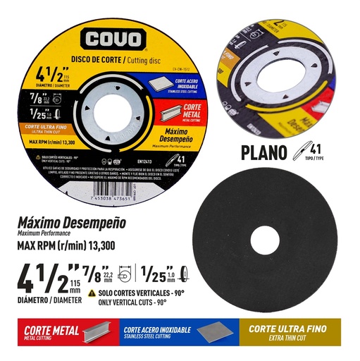 [4-181] DISCO C/METAL EXTRA FINO 4 1/2" x 1/20" COVO (PLANO) 4-181