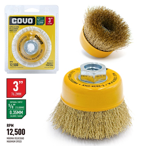 [4-182] CEPILLO CIRC ALAMBRE ONDULADO 3" x 5/8 COVO 4-182