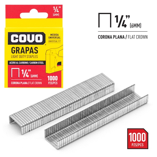 [4-194] GRAPA PLANA 1/4" (1000 PCS) COVO 4-194