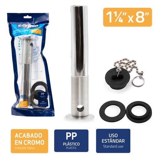 [4-240] DESAGUE LAVAMANO PLAST/CROM GRIVEN 4-240