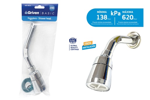 [4-260] REGADERA PLAST/CROM GRIVEN (EN BOLSA) 4-260