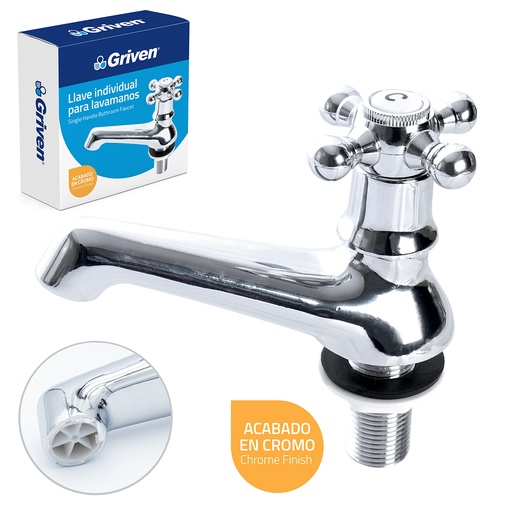 [4-264] LLAVE LAVAMANO INDIVIDUAL METALICA GRIVEN 4-264