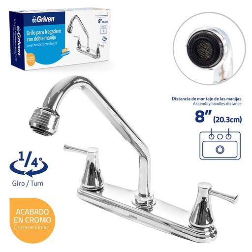 [4-269] LLAVE FREGADERO DOBLE 8" GRIVEN 4-269