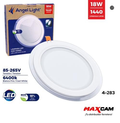 [4-283] PANEL LED EMPOTRAR C/BORD VIDRIO 18W ANGEL LI 4-283