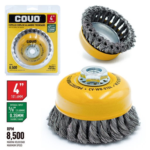 [4-294] CEPILLO CIRC ALAMBRE TRENZADO 4" x 5/8 COVO 4-294