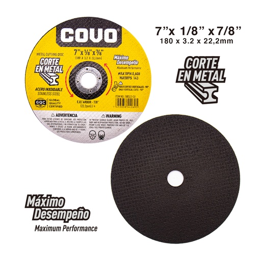 [4-301] DISCO C/METAL GRUESO 7" x 1/8" COVO (PLANO) 4-301