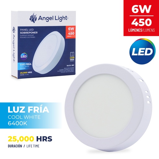[4-338] PANEL LED SUPER BLANCA REDONDA 6W 85-265V 4-338