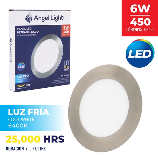 [4-339] PANEL LED EMPOTRAR NIQUELADA 6W 85-265V 4-339
