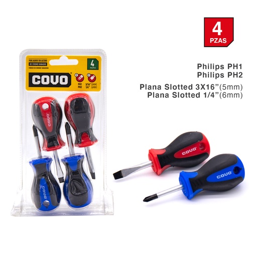 [4-349] MINI DESTORNILLADORES 4 PCS COVO 4-349