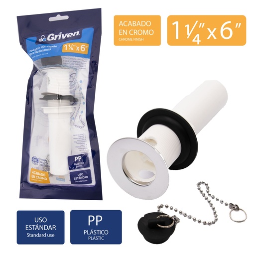 [4-374] DESAGUE LAVAMANO PLASTICO GRIVEN 4-374