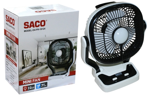 [4-396] VENTILADOR RECARGABLE 7" CON LUZ SACO 4-396