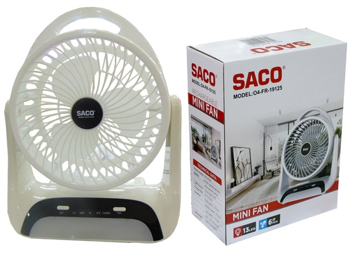 [4-397] VENTILADOR RECARGABLE 6" CON LUZ SACO 4-397