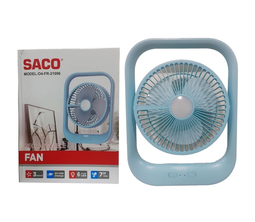 [4-402] VENTILADOR RECARGABLE 7" CON LUZ SACO 4-402
