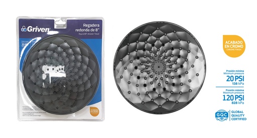 [4-507] REGADERA REDONDA 8" GRIVEN 4-507 (DESC)