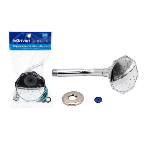 [4-566] REGADERA OCTAGONAL PLAST/CROM GRIVEN 4-566