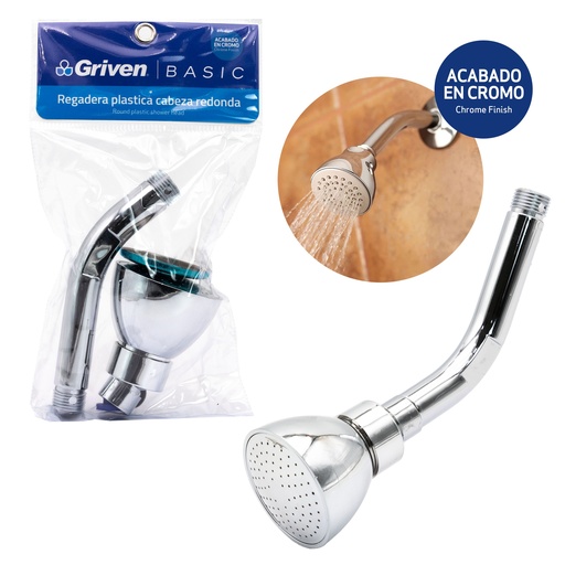 [4-568] REGADERA REDONDA PLAST/CROM GRIVEN 4-568