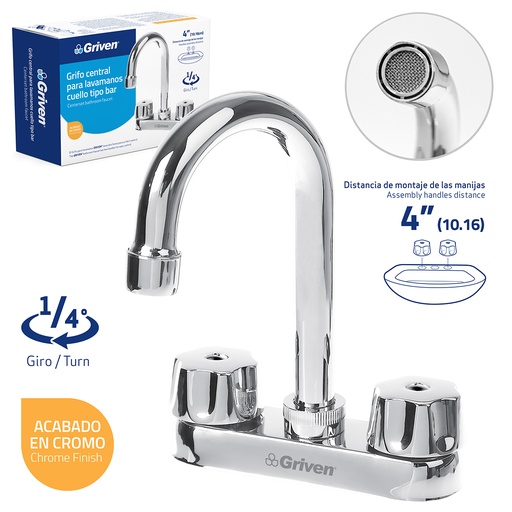 [4-574] LLAVE LAVAMANO DOBLE METALICA GRIVEN 4-574