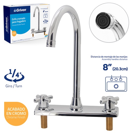 [4-596] LLAVE FREGADERO DOBLE METALICA GRIVEN 4-596