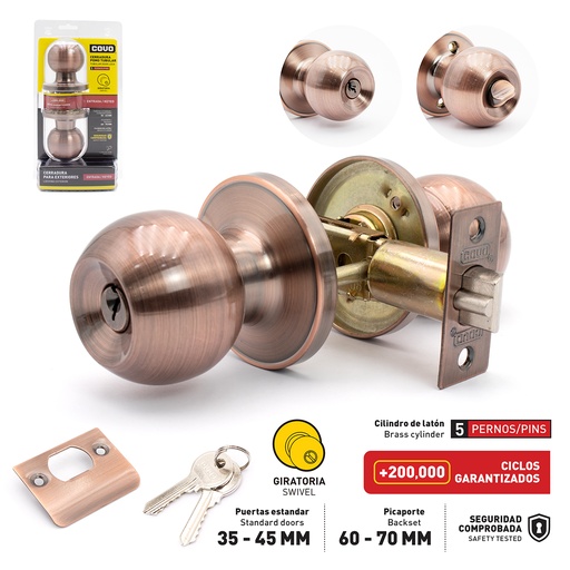 [4-612] CERRADURA DE POMO SWITCH COBRE COVO 4-612