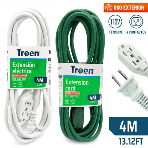 [4-614] EXTENSION ELECTRICA 2x16  4MTS TROEN 4-614