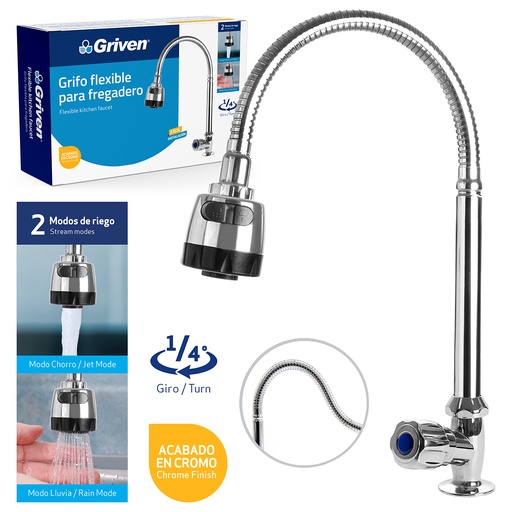 [4-666] LLAVE FREGADERO INDIVIDUAL FLEXIBLE GRIVEN 4-666