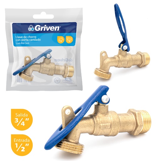 [4-685] LLAVE MANGUERA P/RAPIDO C/PORTACANDADO GRIVEN 4-685