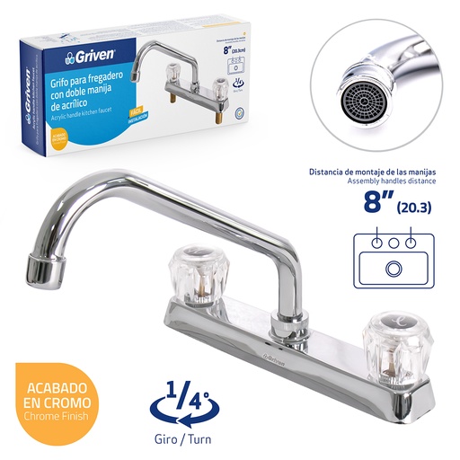 [4-692] LLAVE FREGADERO DOBLE METALICA GRIVEN 4-692