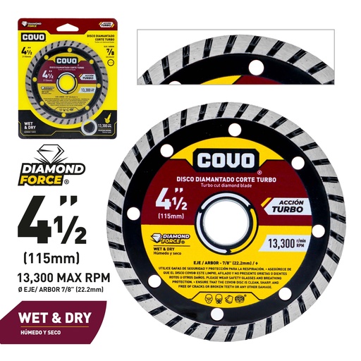 [4-726] DISCO C/CONCRETO TURBO x 4 1/2" PULG COVO 4-726