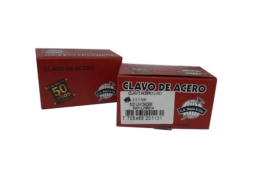 [0-082] CLAVO ACERO LISO 5/8¨ MEJIA x 500 UnidadesES 0-082