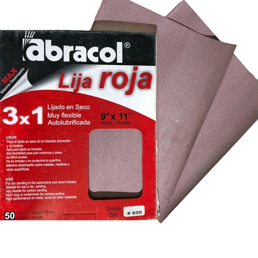 [0-380] LIJA ROJA GRANO 600 ABRACOL 0-380
