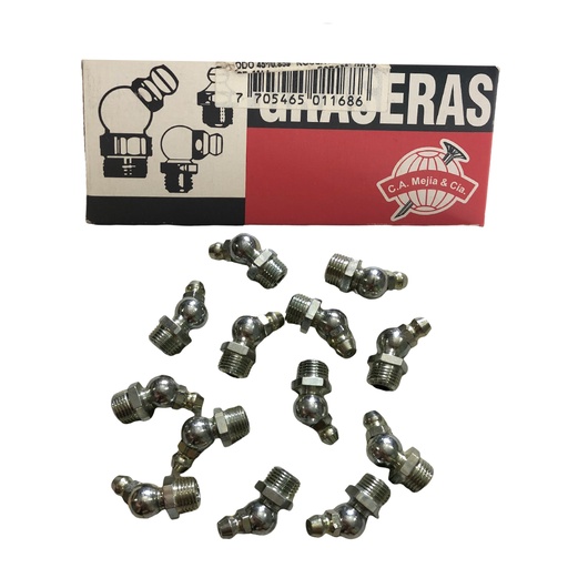 [0-393] GRASERA 1/8" N.P.T 12 CODO 45° x 50 UNID MEJIA 0-393