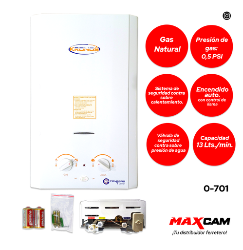 [0-701] CALENTADOR GAS NATURAL 13 LTS KRONOS 0-701