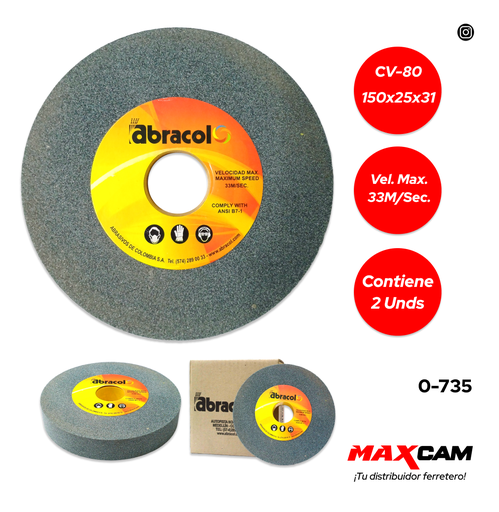 [0-735] DISCO P/ESMERIL D/BANCO CV-80 150X25X31 ABRACOL 0-735
