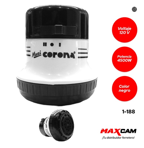 [1-188] DUCHA CALENTADOR NEGRA S/MANGUE MAXI CORONA 1-188