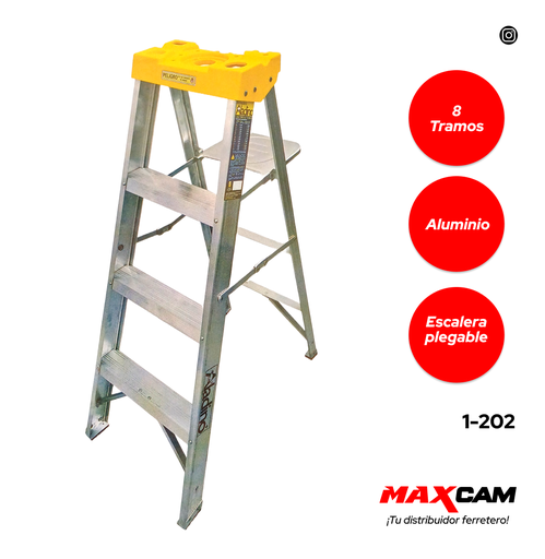 [1-202] ESCALERA ALUMINIO T/TIJERA 8 TR PREMIUN ALADINO 1-202
