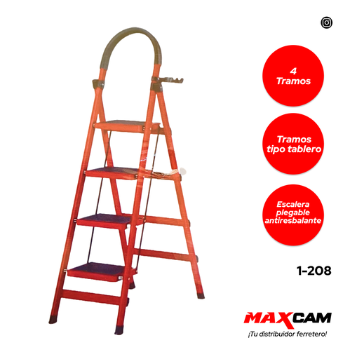 [1-208] ESCALERA ACERO PLEiGABLE 4 TR ALADINO 1-208